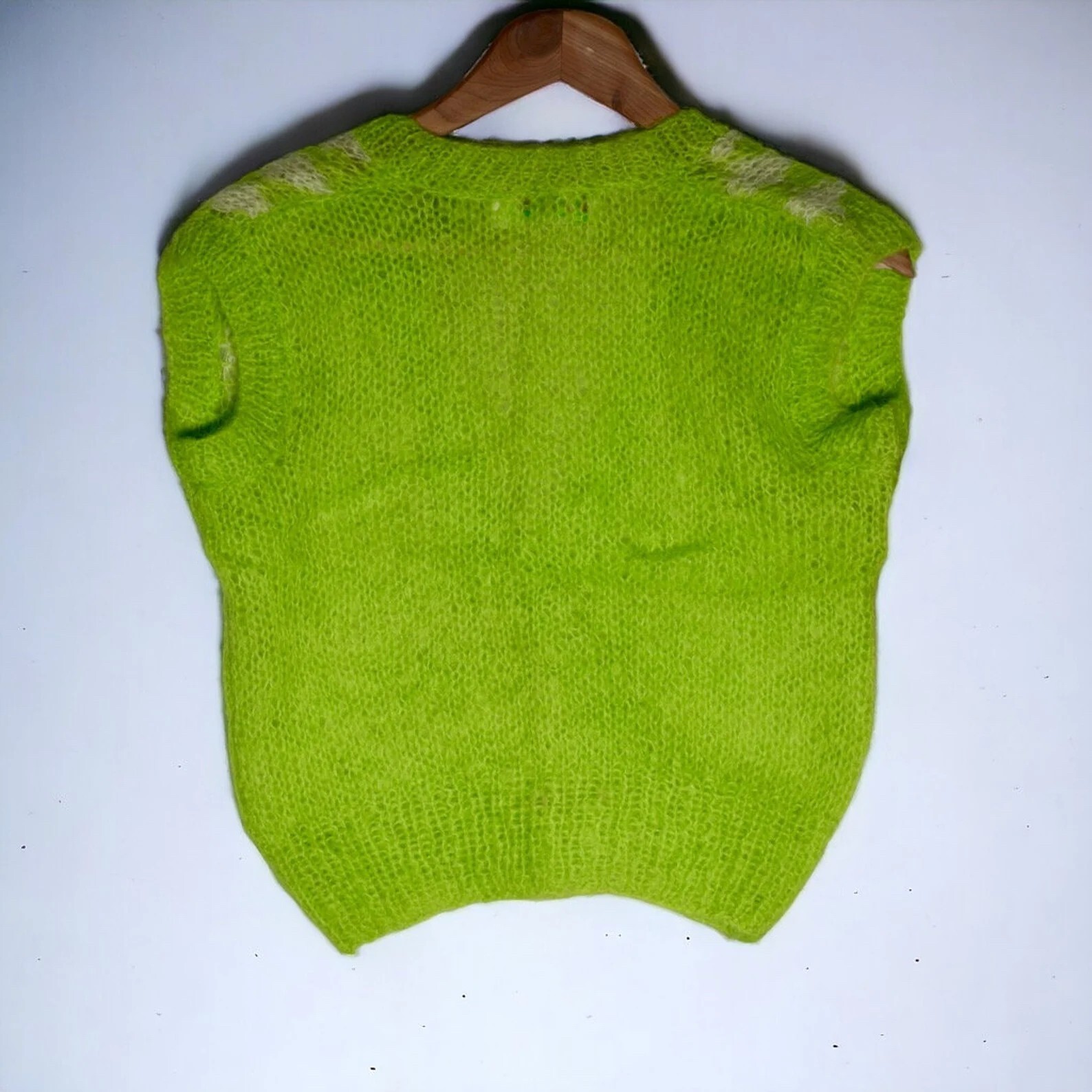 vintage 60s neon bright dayglo harlequin sleeveless sweater vest unique luxury