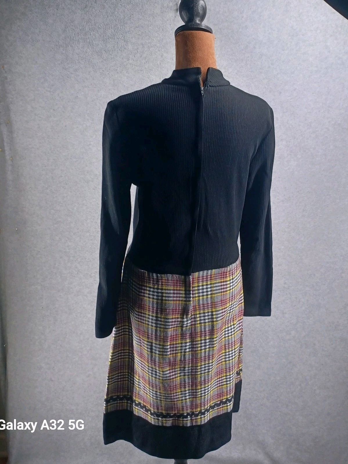 Vintage Mod Plaid Midi Dress Womens Size 14 See Measurements Fashion Rare 1970s
