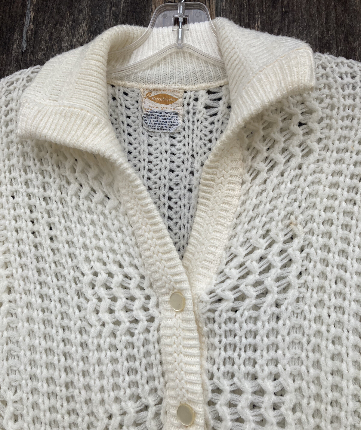 Vintage 70s Sears Roebuck Kerrybrooke 100% Orlon Acrylic Button Up Sweater XS-S