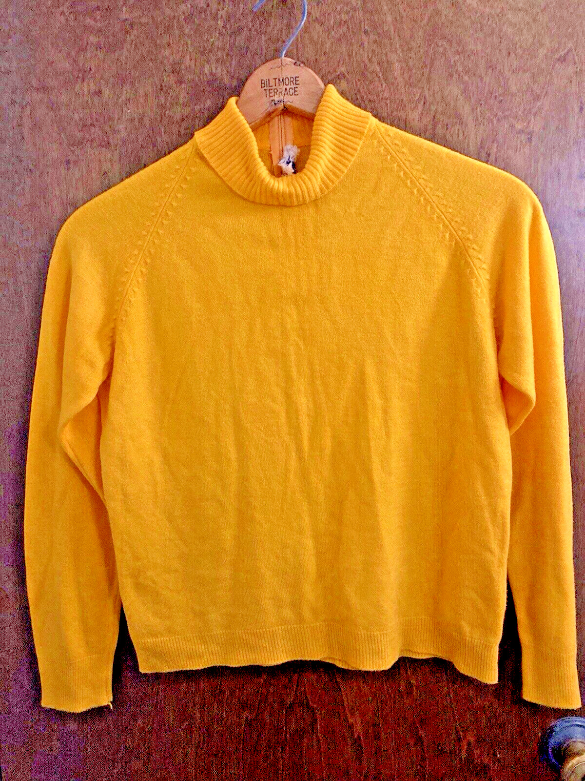 Vintage Bobbie Brooks Acrylic Gold Schoolgirl Turtleneck Sweater 1969 Size 38?