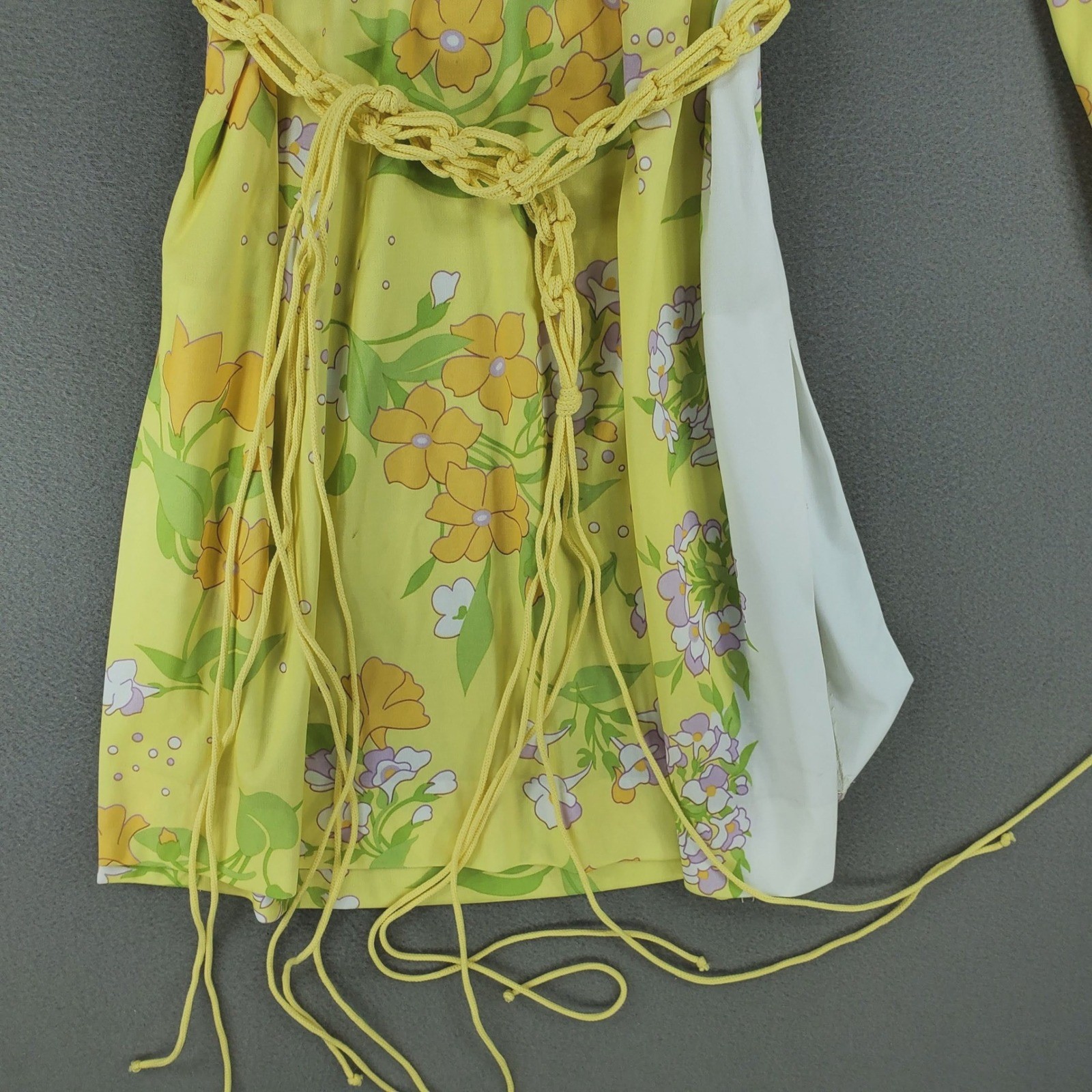 Dalton Floral Tunic Dress Women 14 Yellow Vintage 70s Mod Retro NEW Belted