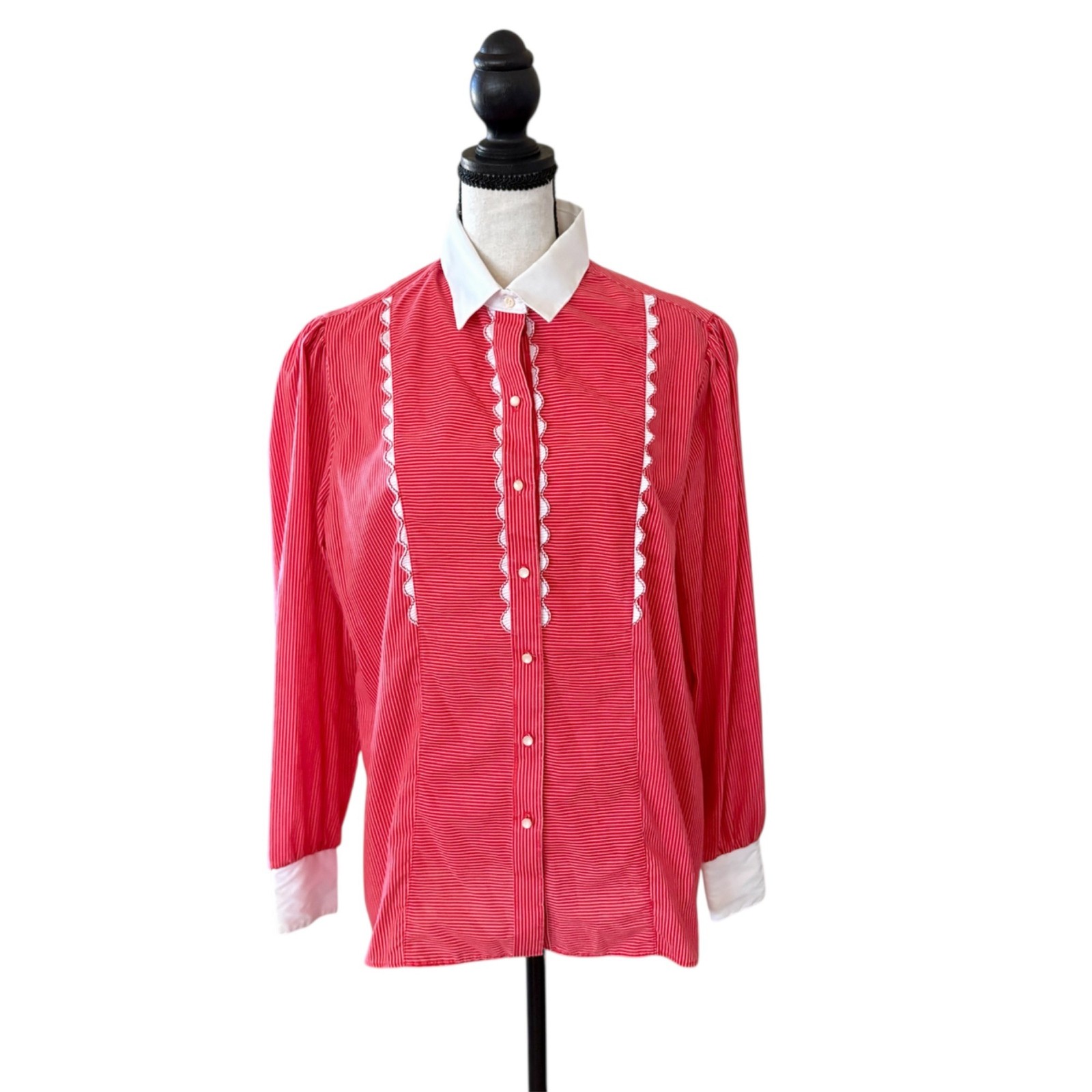 Vintage Panhandle Slim Red Pioneer Ranch Wear Button Up Blouse Size 16