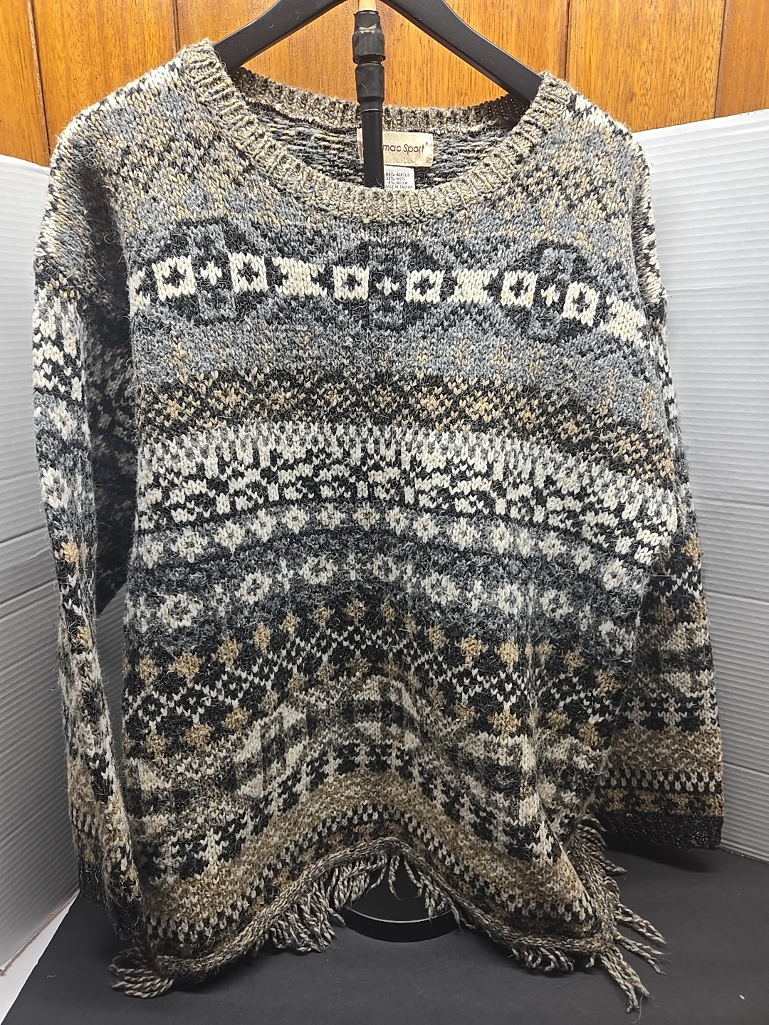 Stylish Potomac Sport Vintage Knot Sweater/Cozy Wool Blend, Size L/ classic look