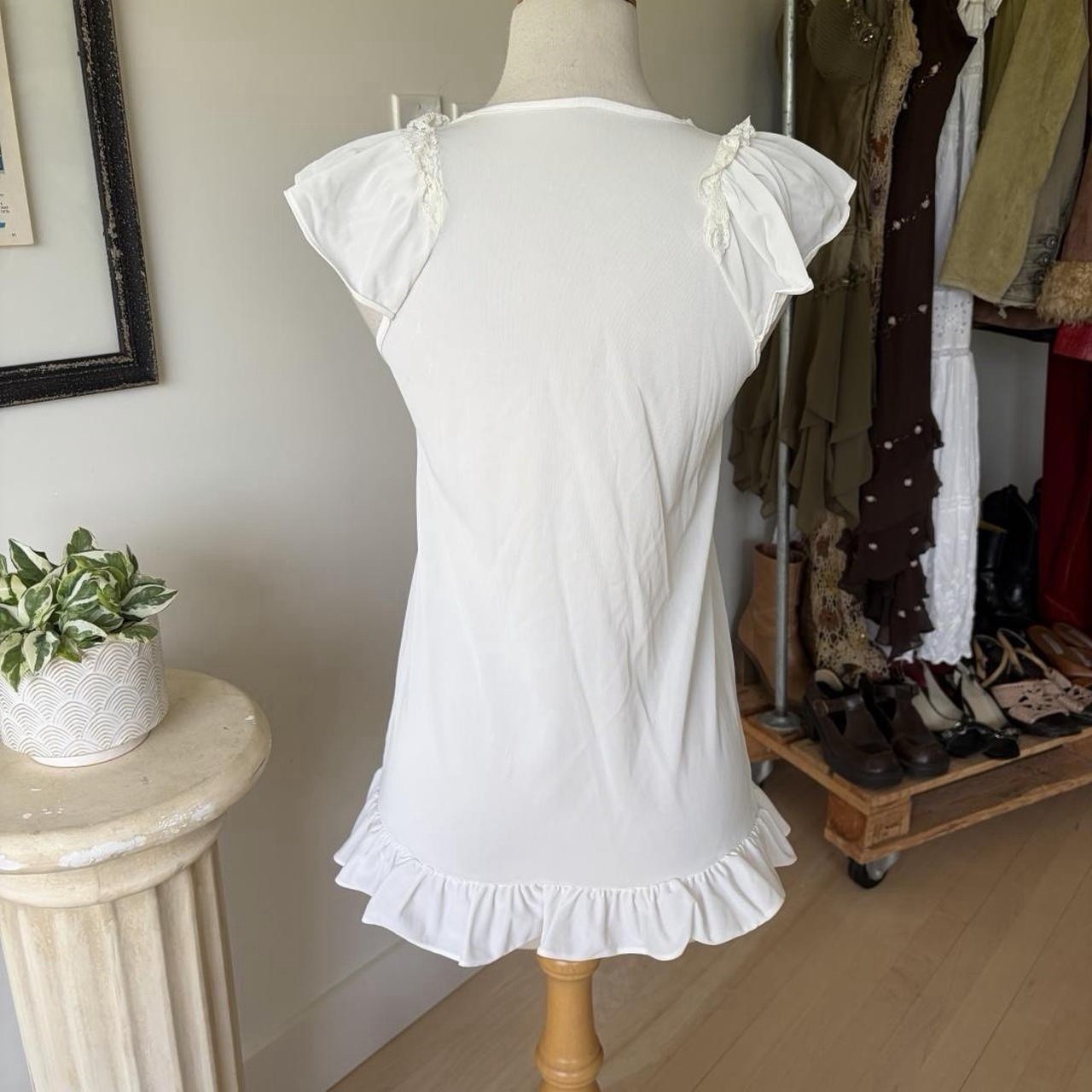 VTG White Babydoll Slip Dress Women’s Size Small