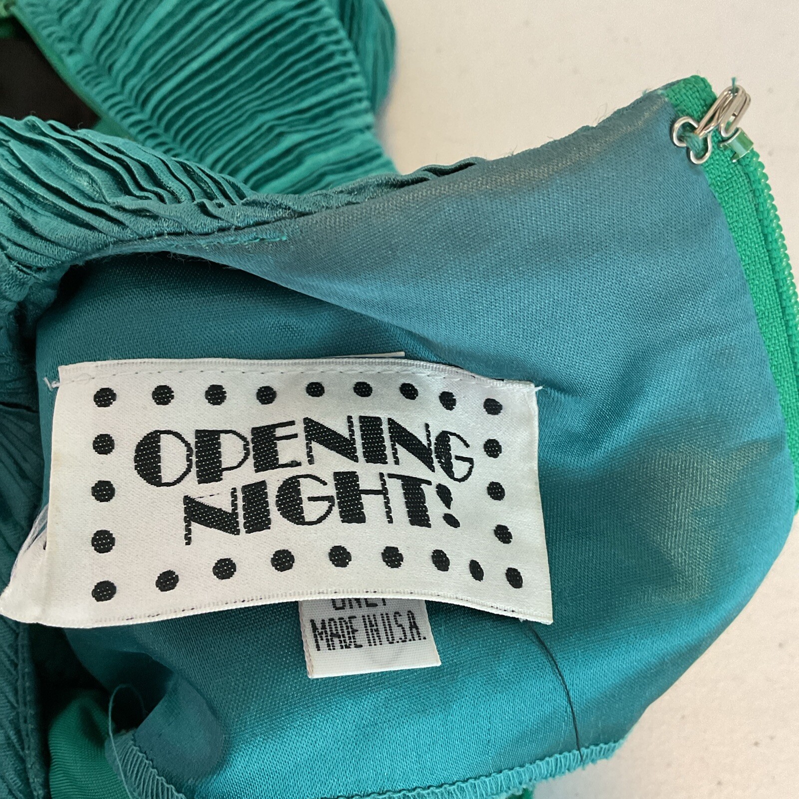 Opening Night Vintage 80s Teal Puffy Sleeve Velvet Prom Party Formal Dress 7/8