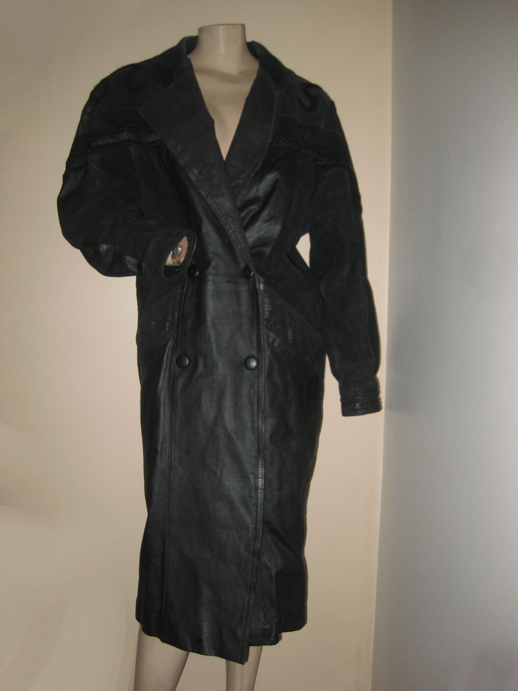Vintage 80s Wilson’s 100% Leather/Suede Trench Coat Bomber Jacket Petite XS PXS