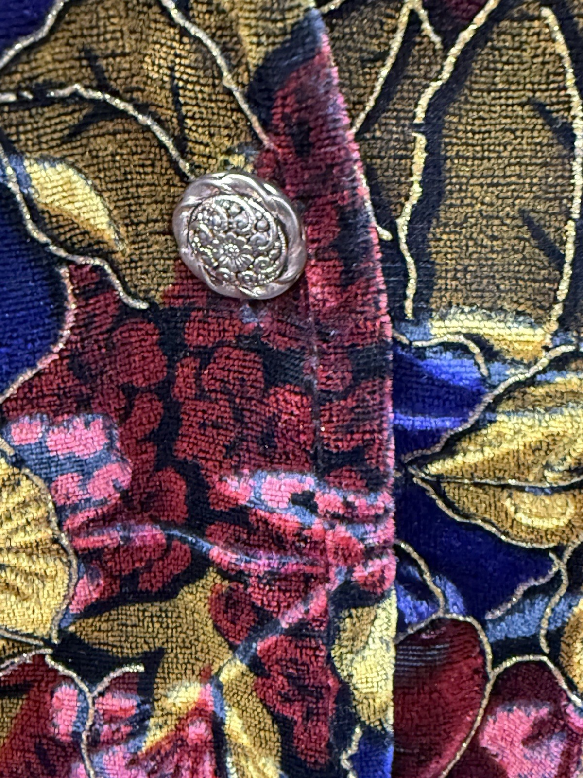 VTG Floral Velvet Vest Large Boho Whimsigoth Dark Academia Tapestry Lightweight