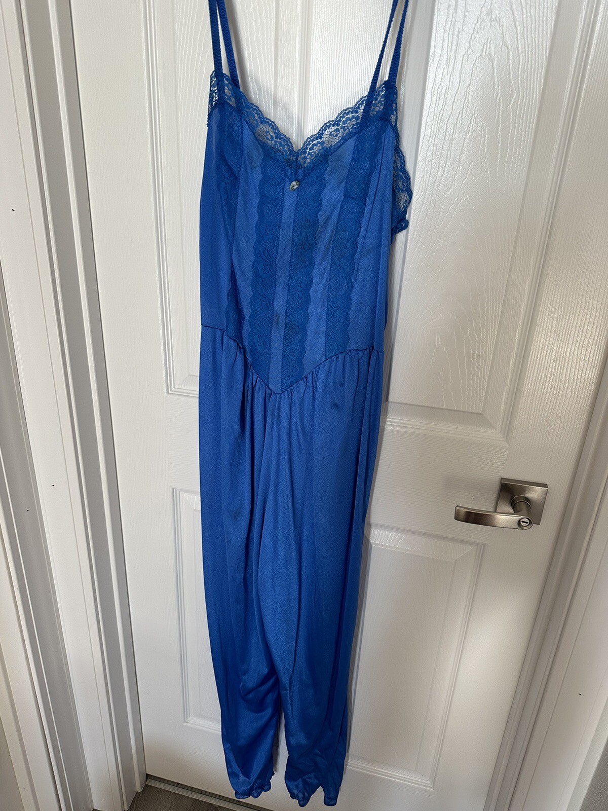 Lady Cameo Dallas Vintage Lingerie Romper Blue Small One Piece EUC