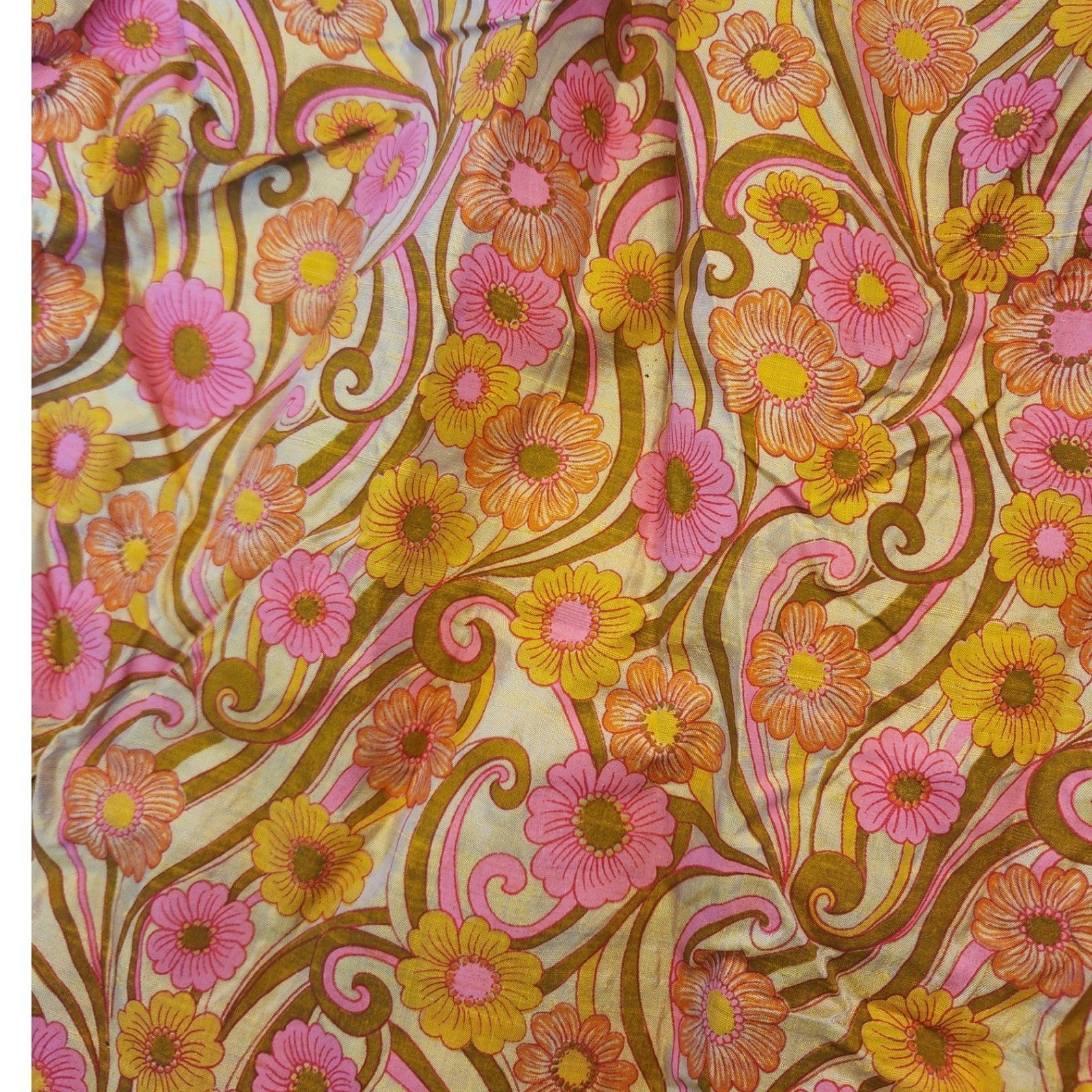 ✨️Vintage 60s Mod Floral Shift Dress Pink Orange Psychedelic Boho Retro Indie🌸