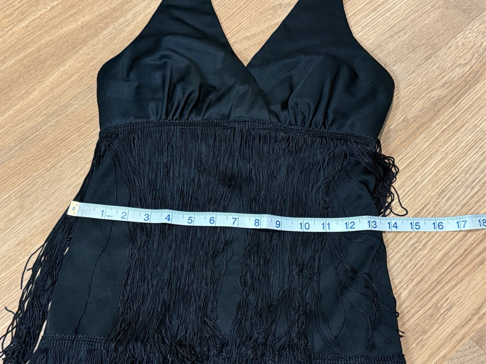 Vintage 70s Women’s Jack Hartley Black Flapper Halter Fringe Maxi Dress Size SM