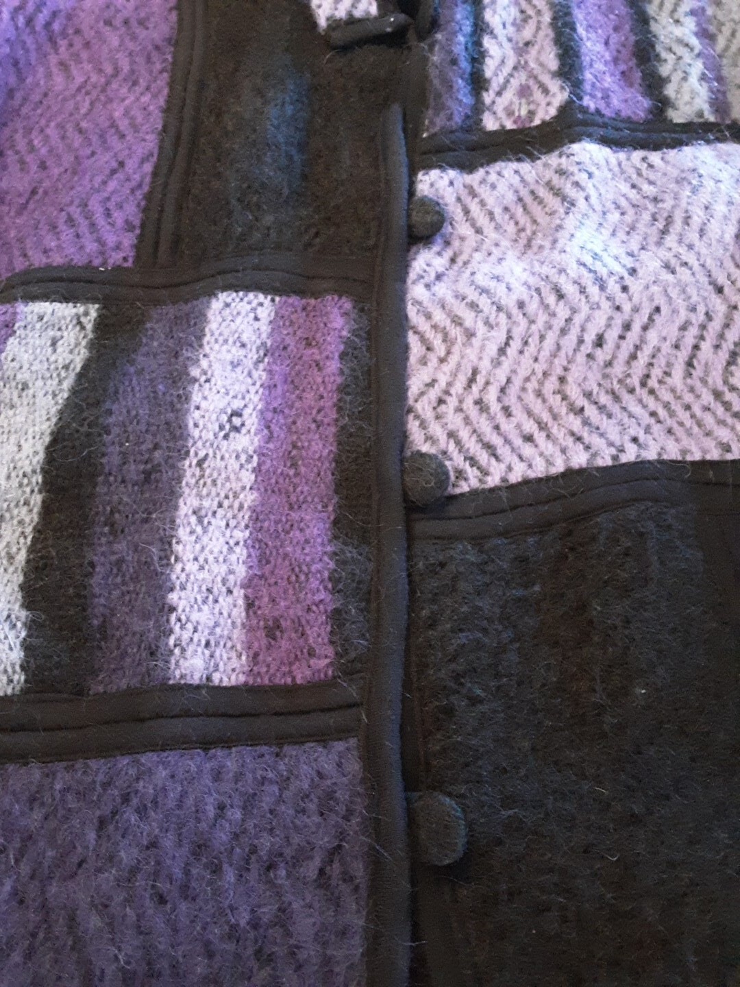ITALIAN BOHO VTG MOHAIR COAT Color Block Purple Unstructured Sz M-L PERFECT!