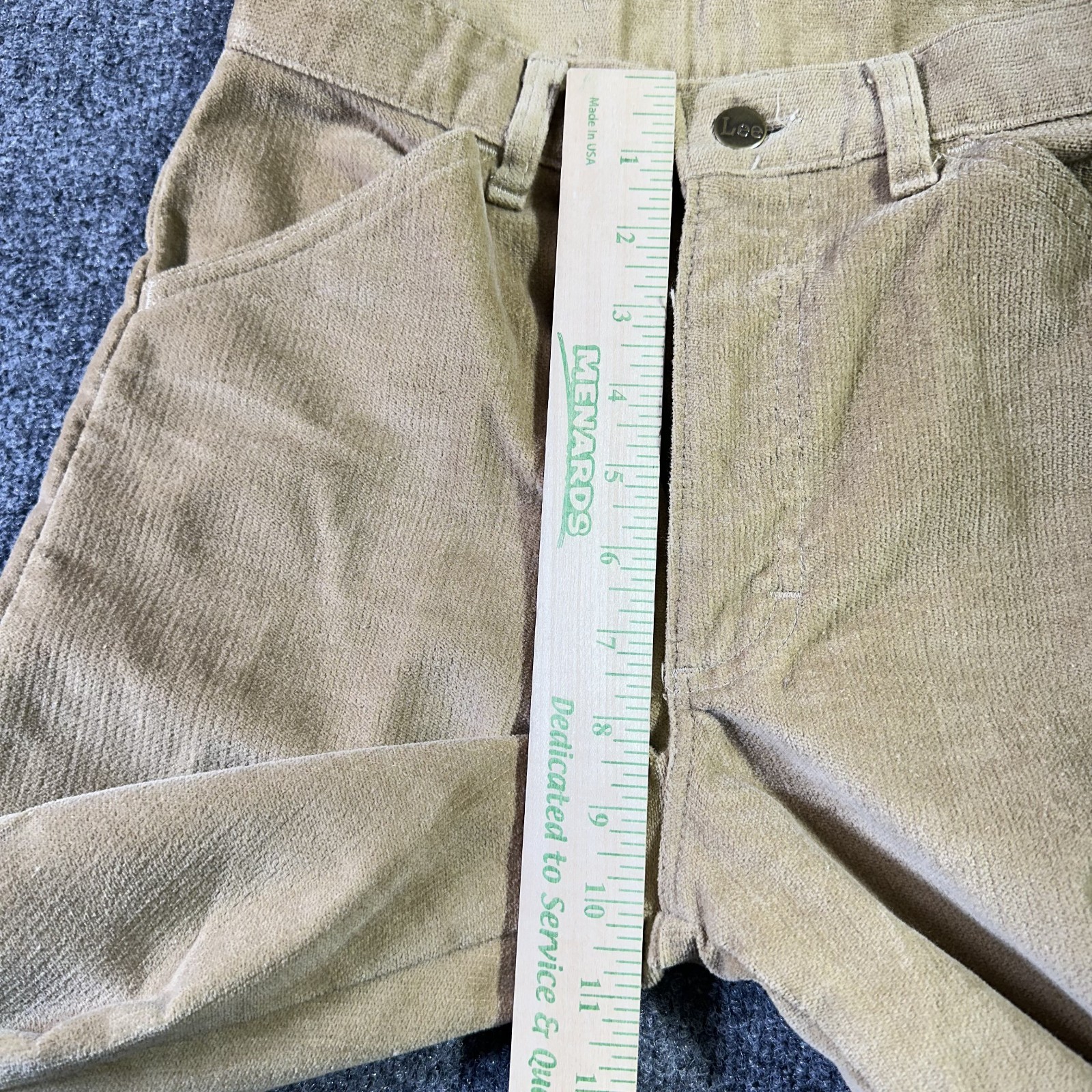 Vintage Lee Corduroy Pants 27×30 Brown Bell Bottom Stretch Talon Zip USA Made 70