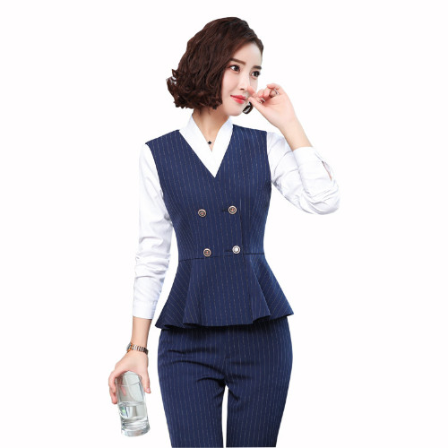 Korean Striped Blazer Jacket Pant Suit Office Ladies Business Wear Formal Set