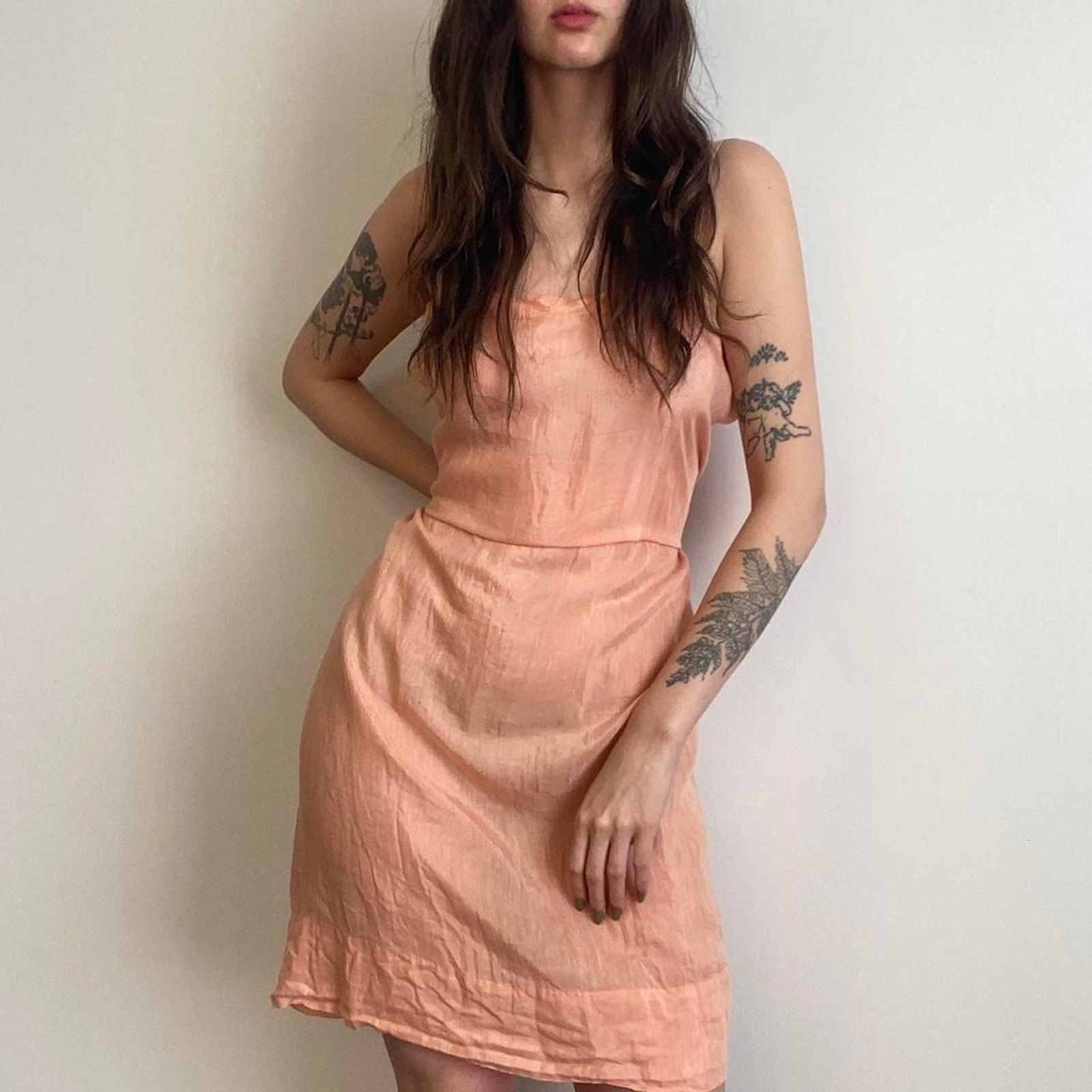1910s/1920s cotton peach slip dress (20in ptp)