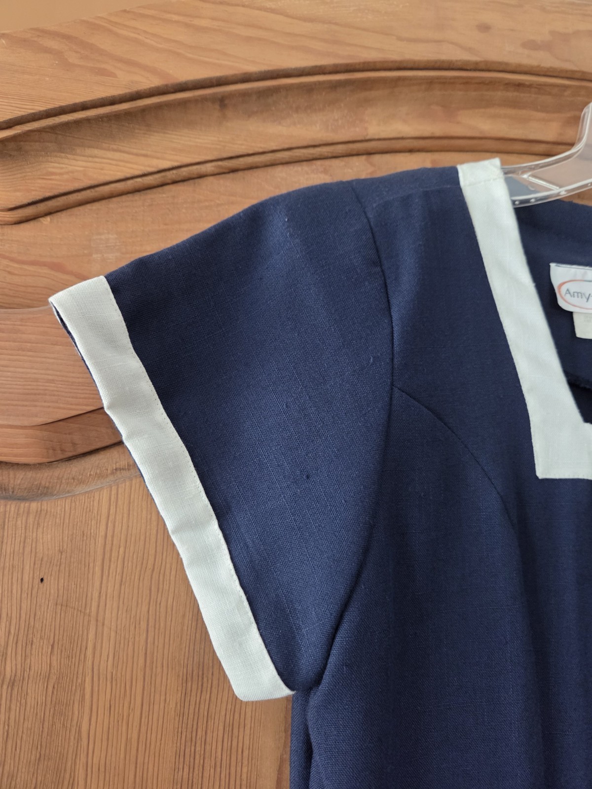 Vintage 1980’s Amy Deb Career Dress Navy Nautical Blue White Size 12 NEW $72