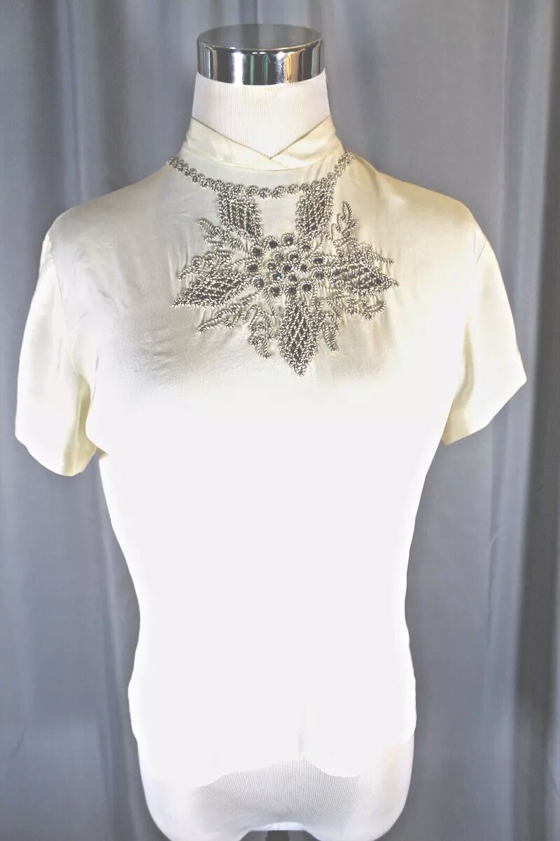 Woman’s Vintage 40’s Classic Buttercream Rayon Blouse by Sybil Stunning Details