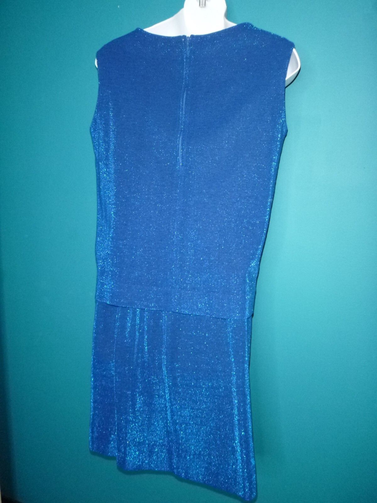 Vtg 60s Dutchmaid Top & Skirt Set Blue Aqua Metallic Sparkle Sz S/M