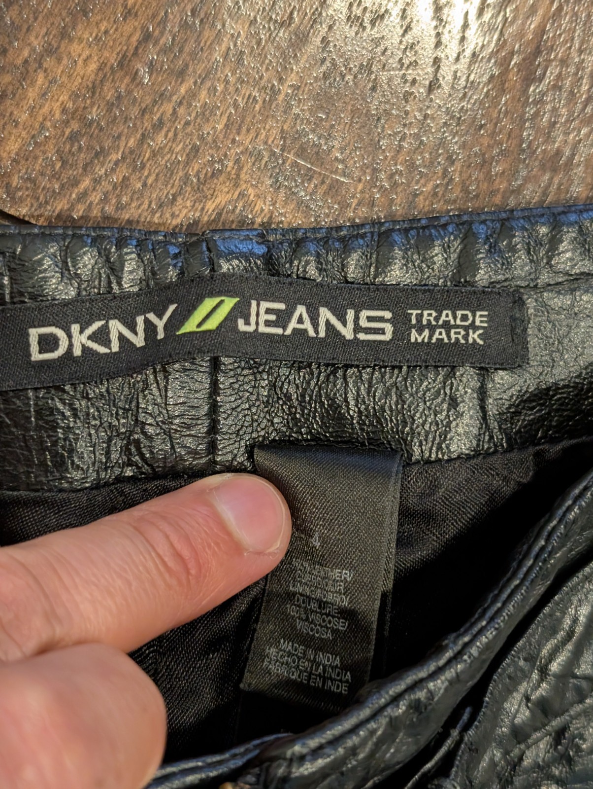 Vintage Y2K DKNY Women’s Leather Pants Snap Leg Cuff Size 4 Belted Front Zipper
