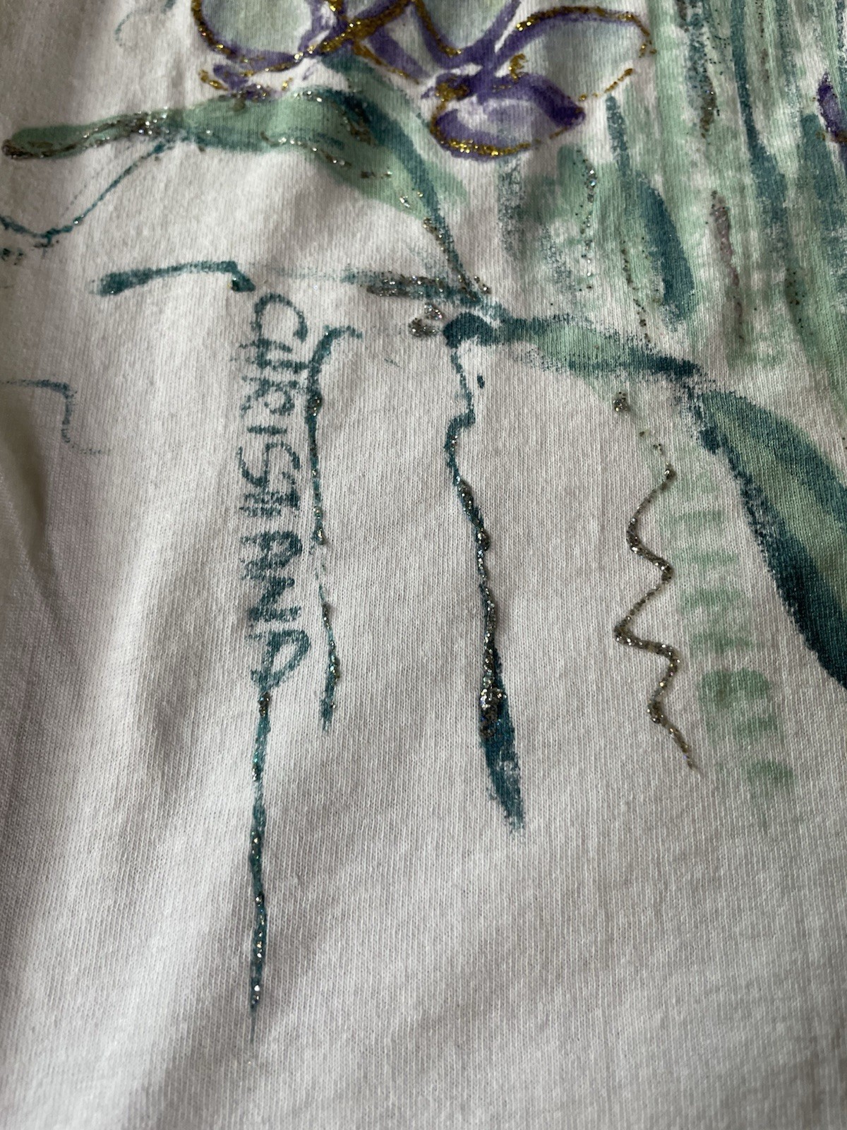 Vintage 90s Floral T Shirt Tee Womens Sz L Yellow Green Single Stitched USA Made
