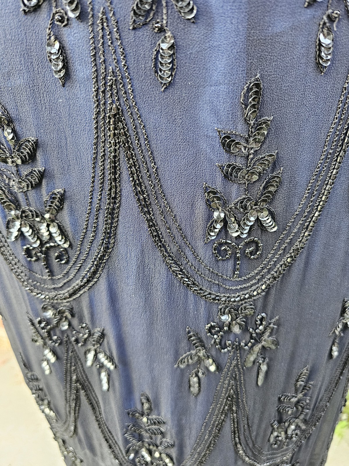 Vintage 1990s SCALA Art Deco Whimsigoth Hand Beaded Formal Evening Prom Gown