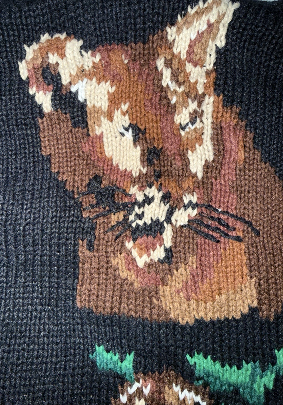 Vtg The Eagle’s Eye “World Wildlife Collection” hand-knit cardigan sweater Large