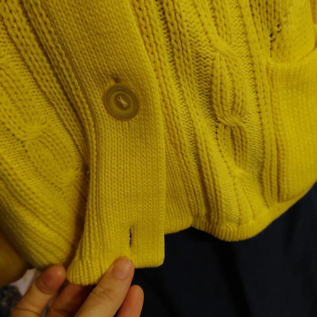 Vintage bright yellow cable knit cardigan.