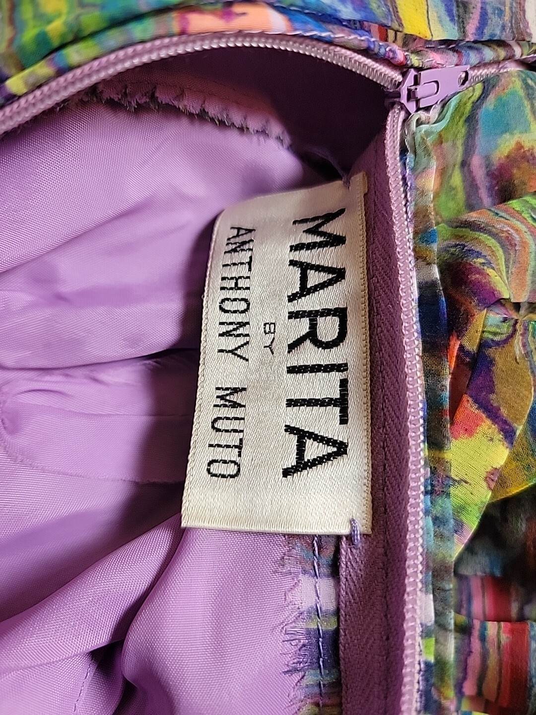VTG MARITA by ANTHONY MUTO Psychedelic Marble Shirt Dress 1970s VTG Rare Sz S-M