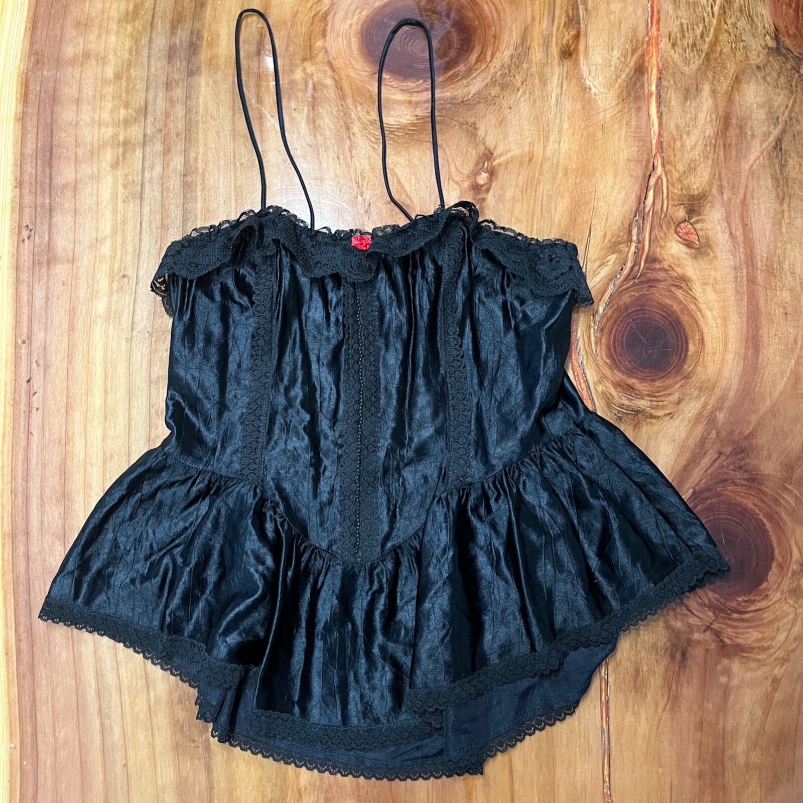 Vintage 80’s Women’s Lingerie Small Nylon Stroke of Midnight Lace Black F16
