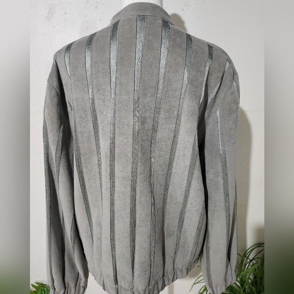 Vintage St. Croix Knits Gray Women’s Button Jacket Size Large. Stripe design.