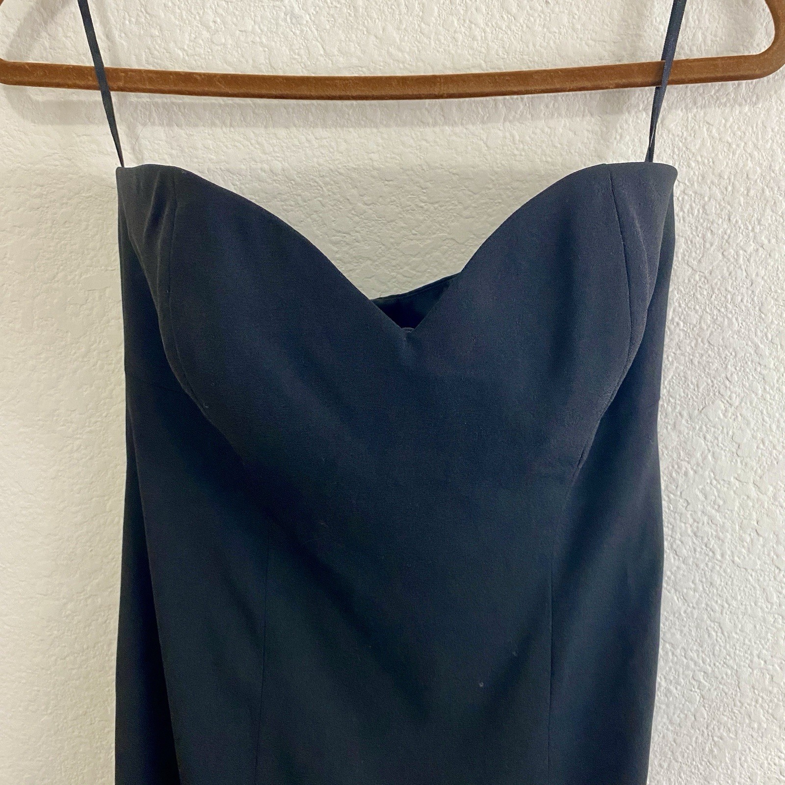Vtg 90s Kathryn Conover Black Sweetheart Maxi Dress Side Slit Y2K Gown Minimal