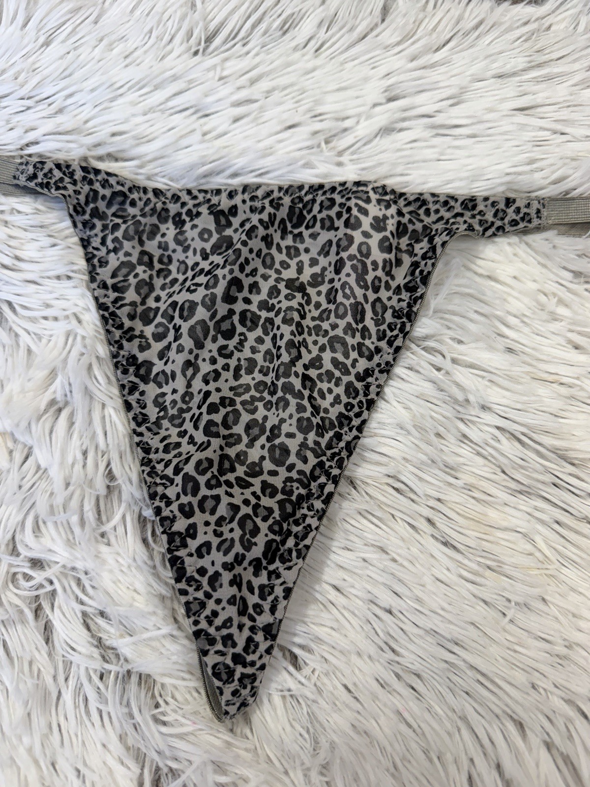 Vintage Inner Secrets M Panties Lingerie Gray Black Animal Print String Thong