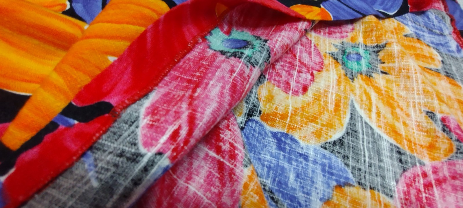 Vintage 1980s Big Floral Dress Sleeveless Sundress Red Orange Daisy Blue Medium