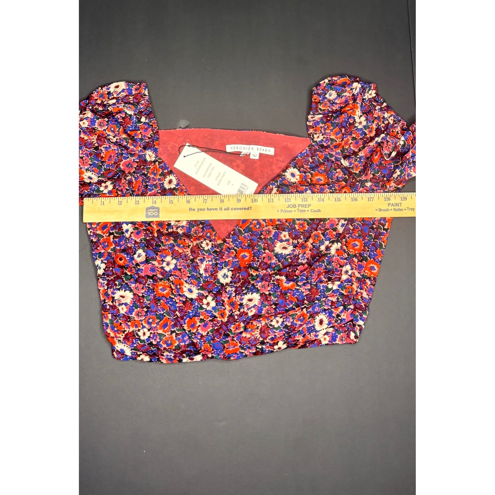 Veronica Beard Sabo Top Berry Multi Floral Wrap Cropped Top – Purple Floral NWT