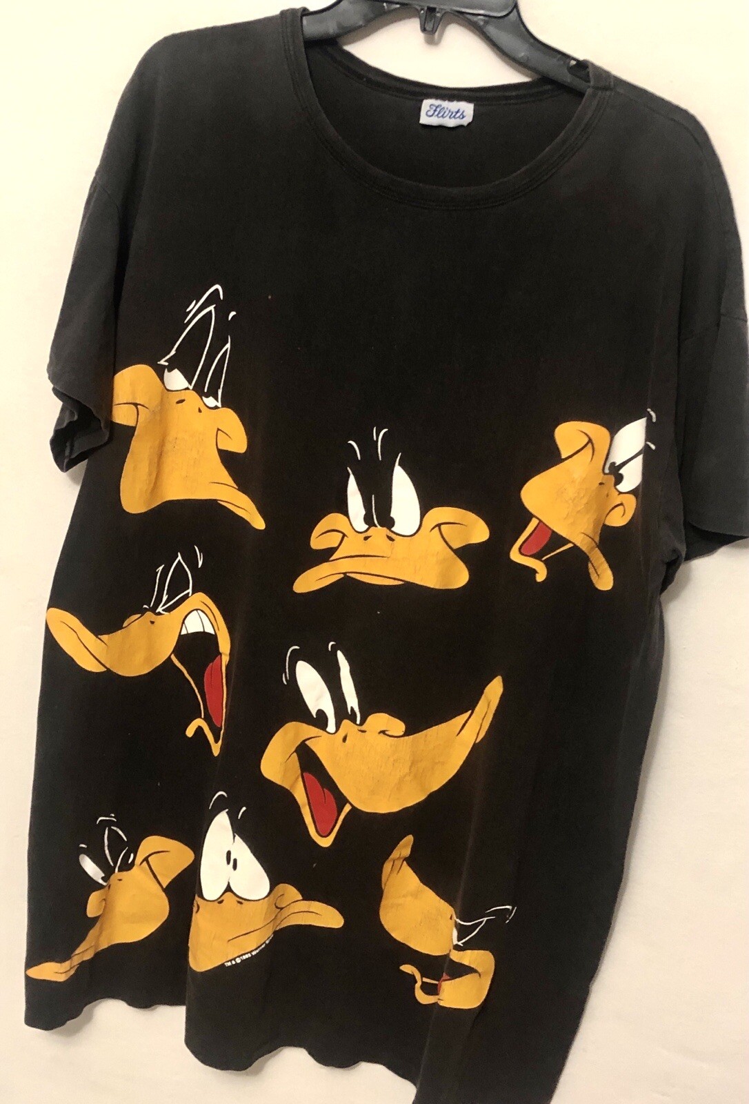 Vintage Flirts Daffy Duck Black Multiple Face Tshirt Shirt Top Looney Tunes WB