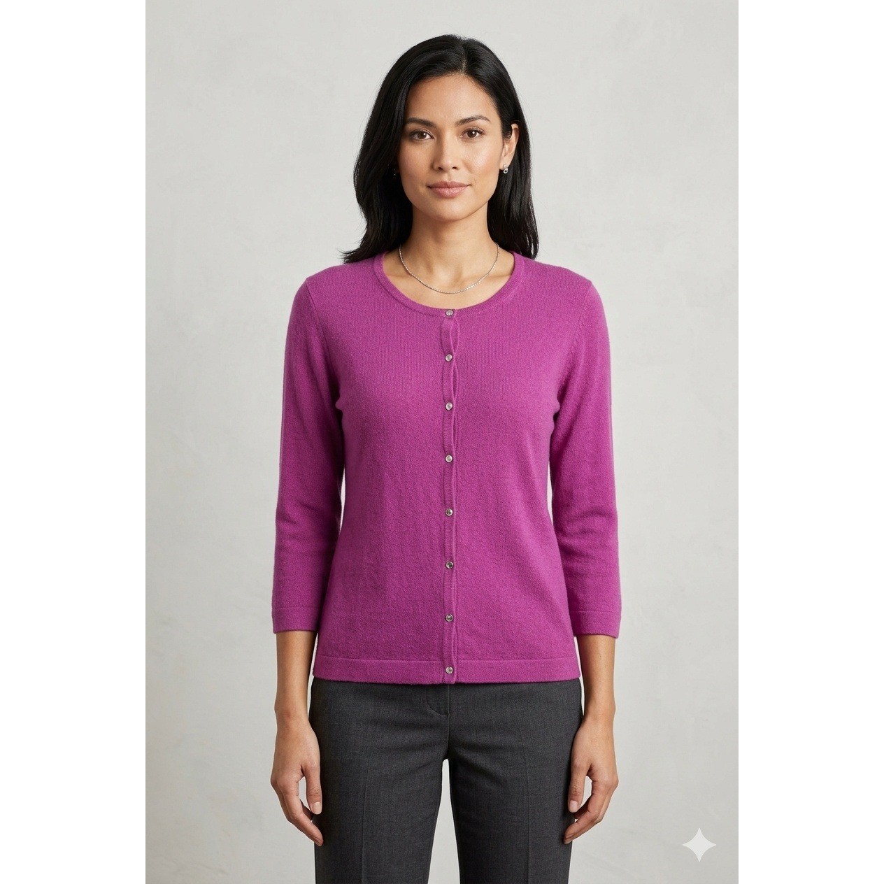 Vtg Barbiecore Pink Purple Silk Cashmere Cardigan Timeless Quiet Luxury Size M