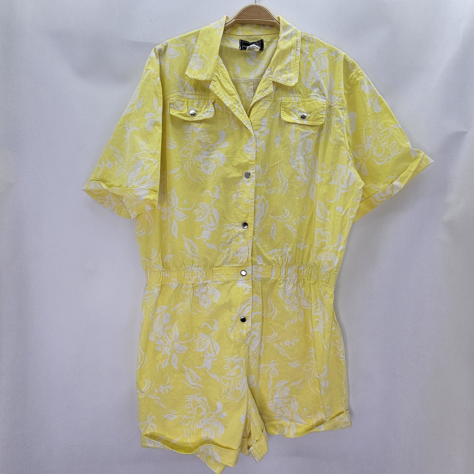Pre – Owned Vintage Mister Noah Women Size 42 Yellow/ White Cotton Romper