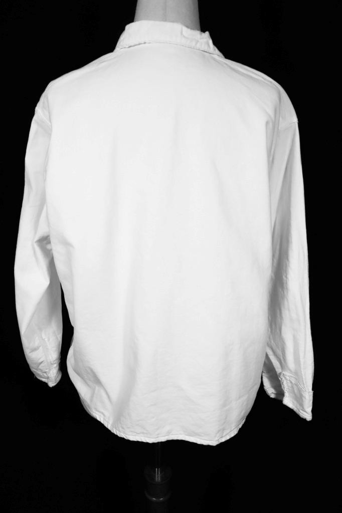 Plus Size Antique French 1920’s White Cotton Flannel Lined Blouse Exc Cond