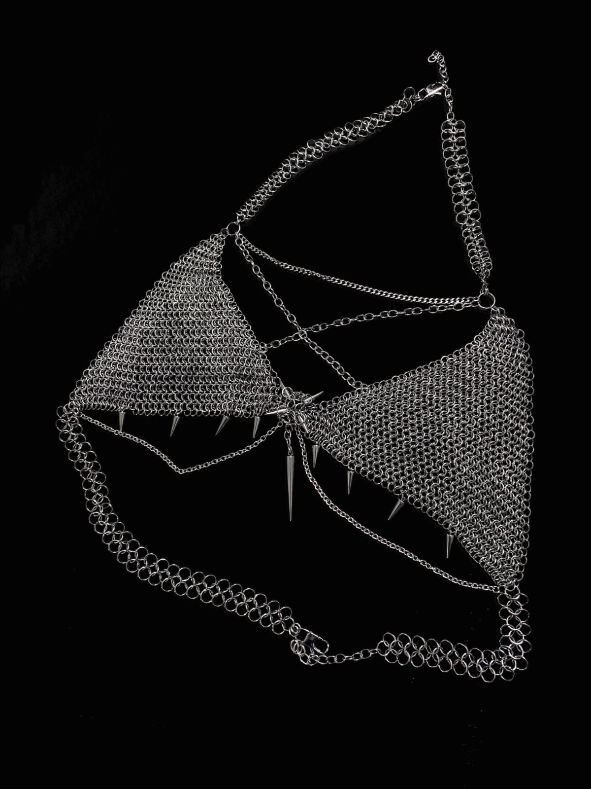Gothic Chainmail Lingerie Set Handmade Armor Bra Panty Metal Bikini Silver