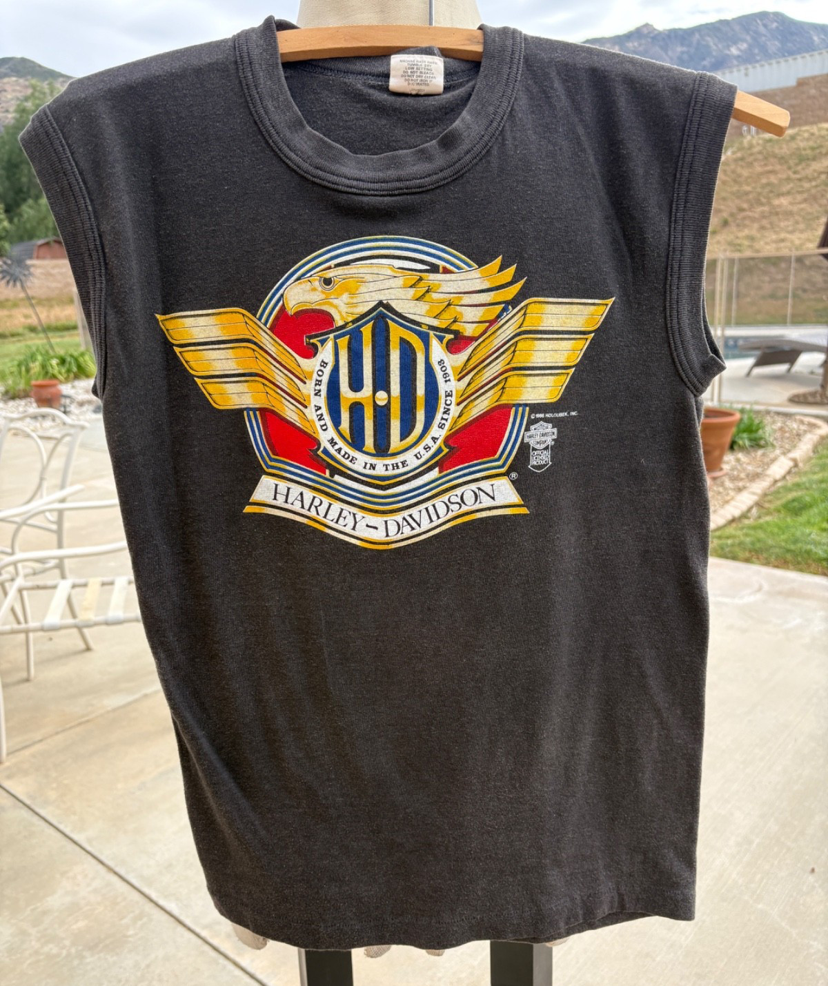 Vintage 80s 1988 Harley Davidson Muscle Tee S soft „Born & Made USA”