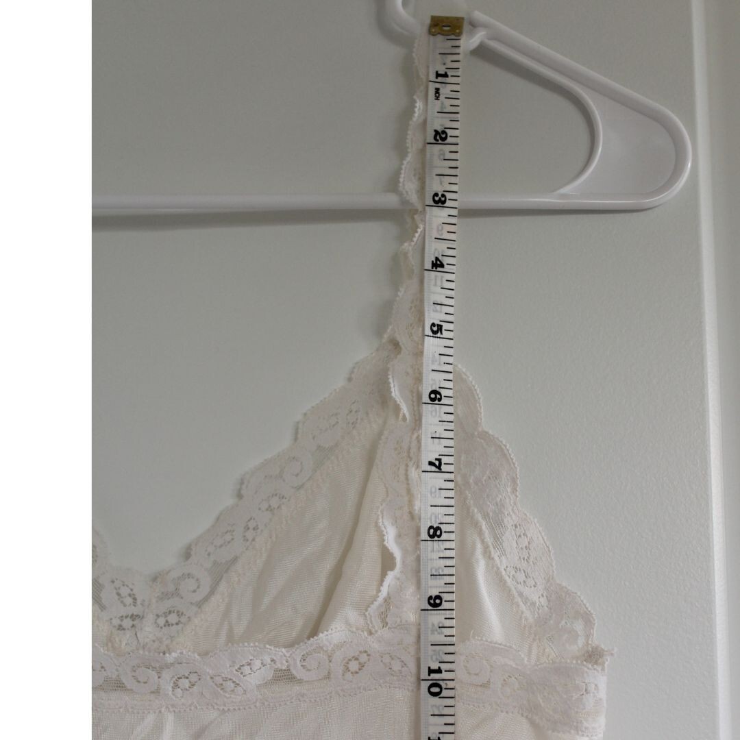 Vintage Ivory Midi Slip Dress Lace Trim lingerie Style Size 36 Y2K Minimalist