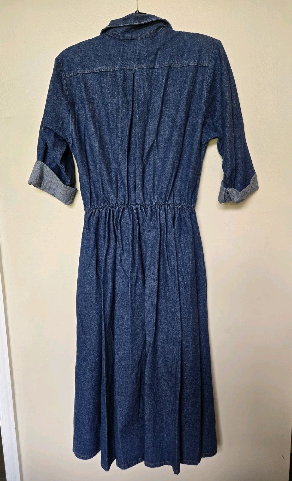 Vintage Womens Dark Denim Dress Sz 12 80s 90s Midi Western Normcore