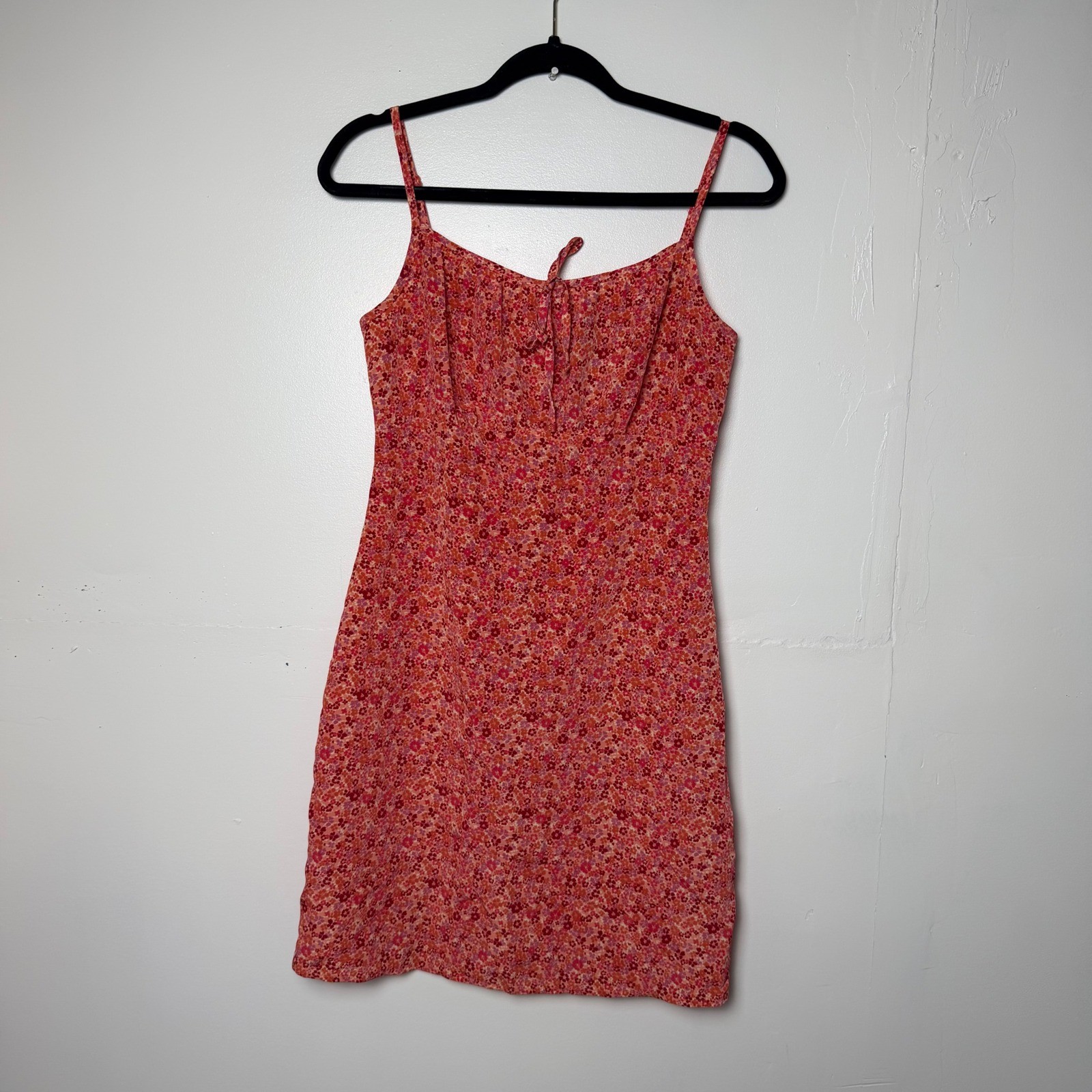 Vtg DBY 70s Floral print babydoll mini dress with spaghetti straps sz 3/4