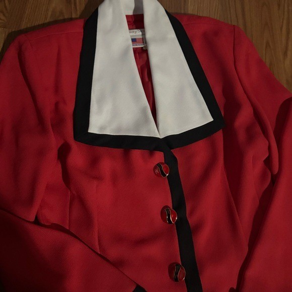 VTG 80’s Anthony Sicari Red 2- Piece Blazer Skirt Set Made in USA Retro Rare