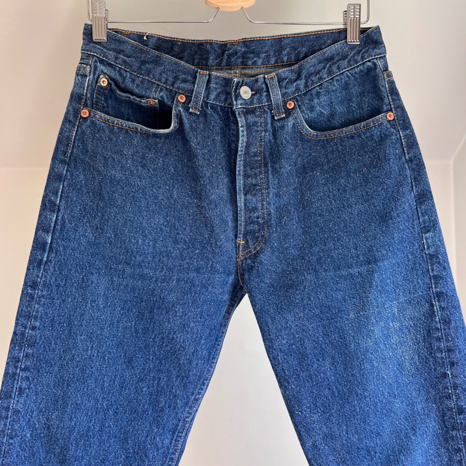 Vintage 501 Jeans Size 30 Blue Made in USA High Waisted Straight Leg Denim