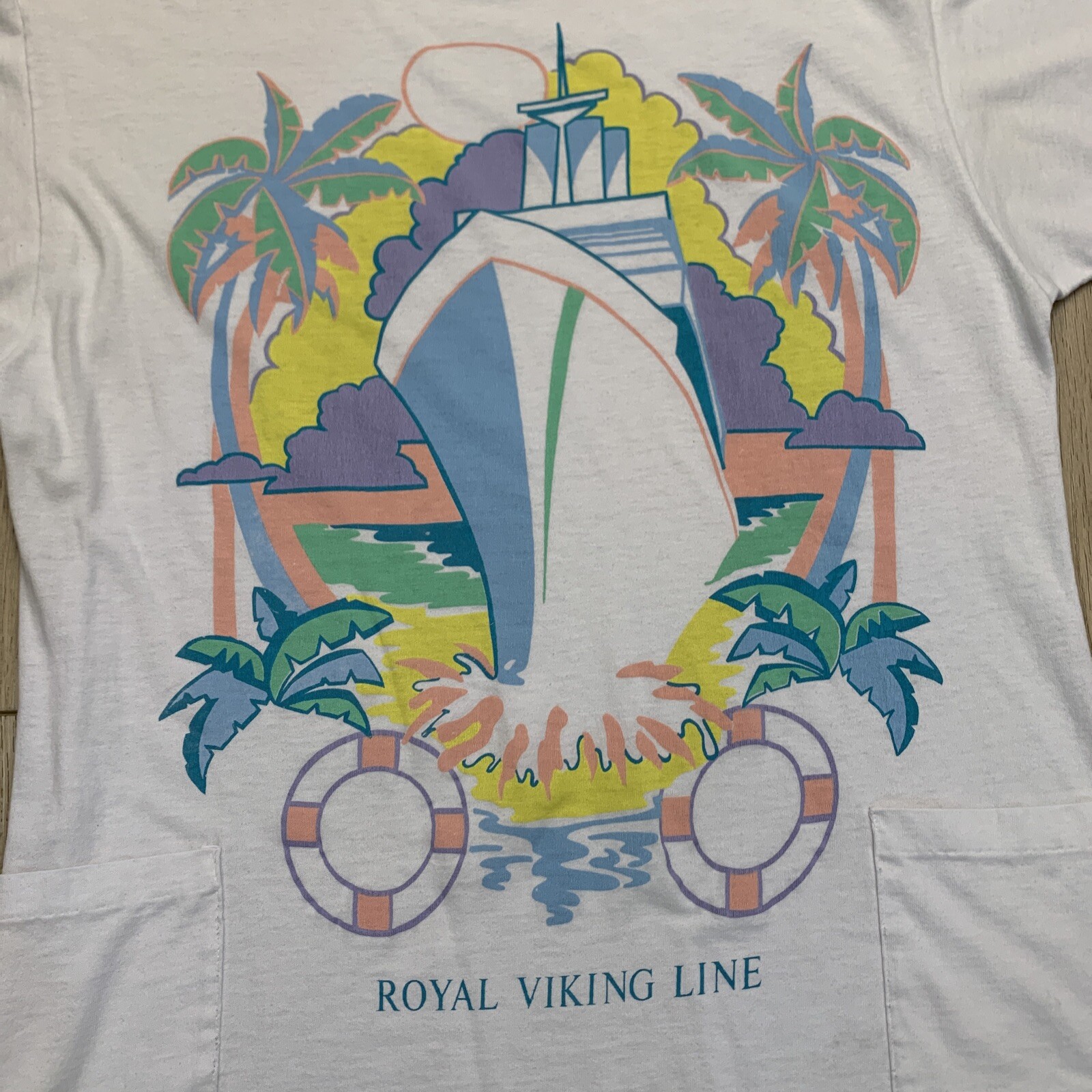 Vintage Royal Viking Line Cruise Ship Swimsuit Cover-up w/ Pockets
