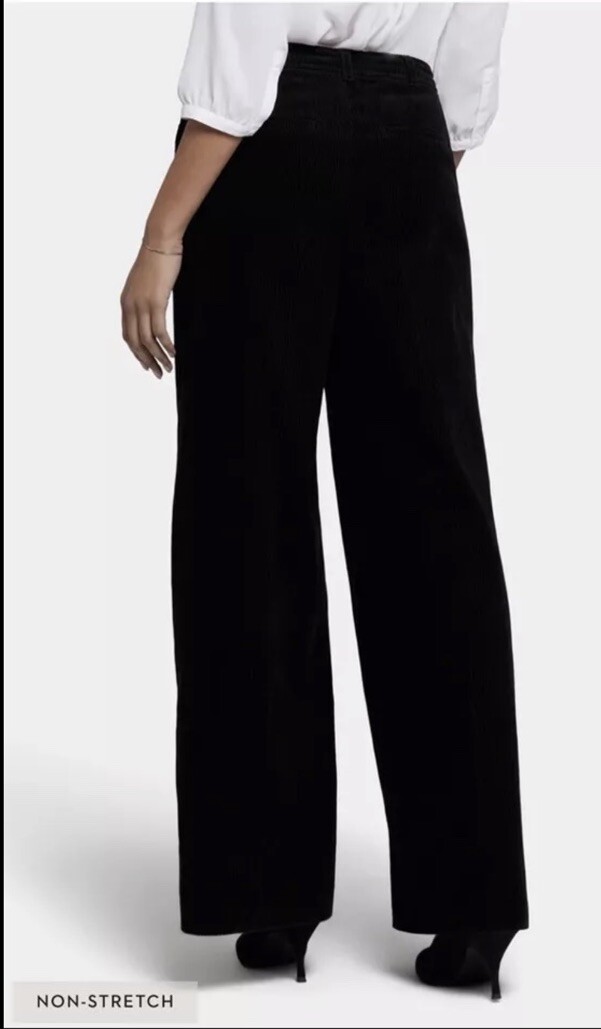 NYDJ Women’s Size 14 Black Ribbed Corduroy Pants Whitney Trouser NWT 100% Cotton