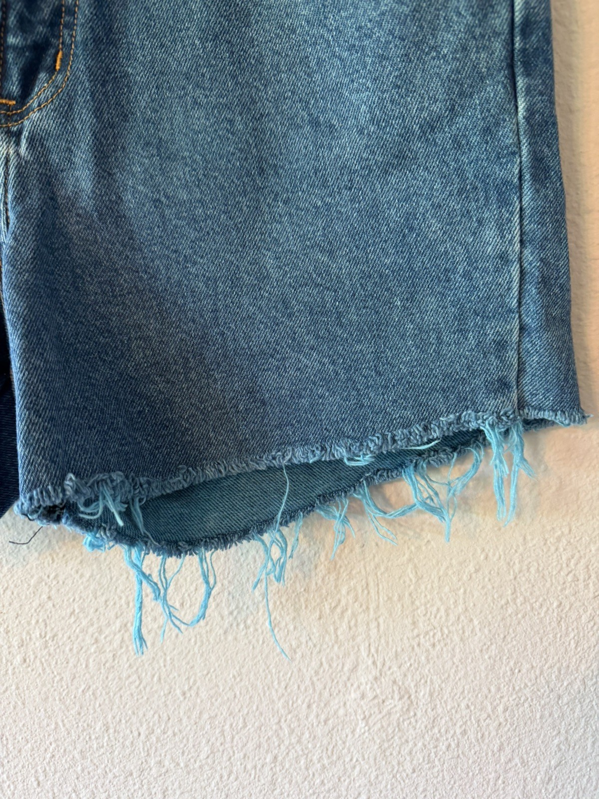 Vintage 80s Forenza Overdied Blue High Wasted Shorts Size 6 Frayed Hem