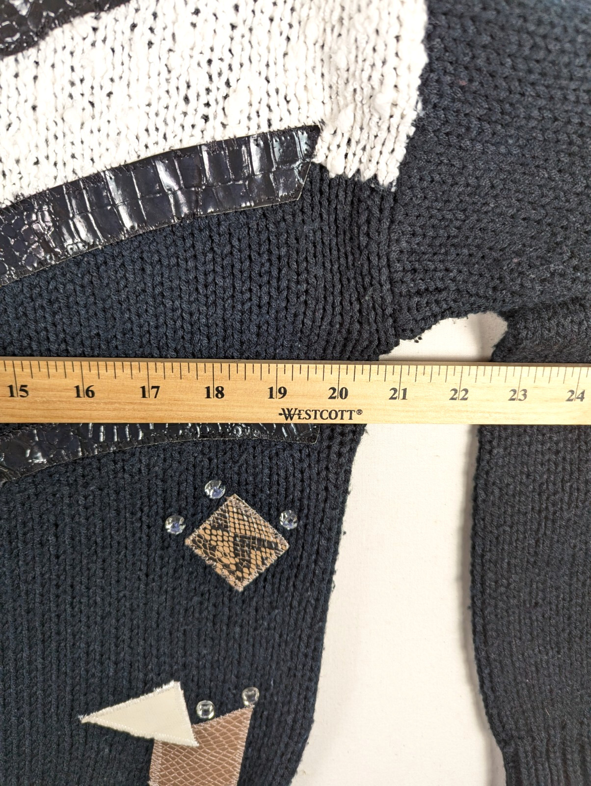 Vintage Jamie Scott 1980s Geometric Abstract Sweater Black Metallic Knit Sz L