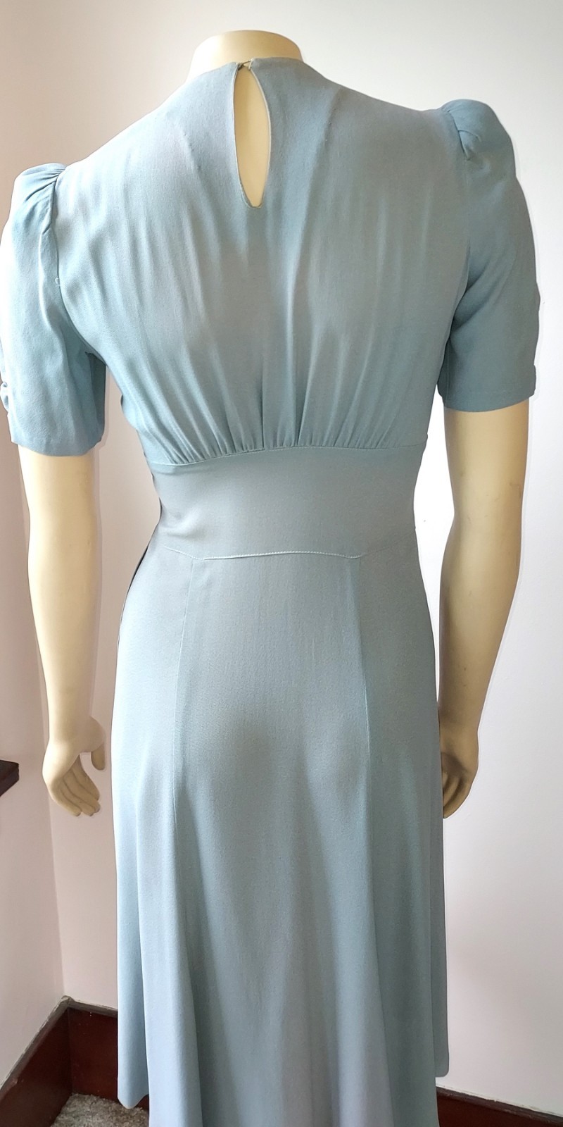 VTG Early 40s Classic True Vintage Dove Gray 2 pc Rayon Dress and Bolero Set. Sm