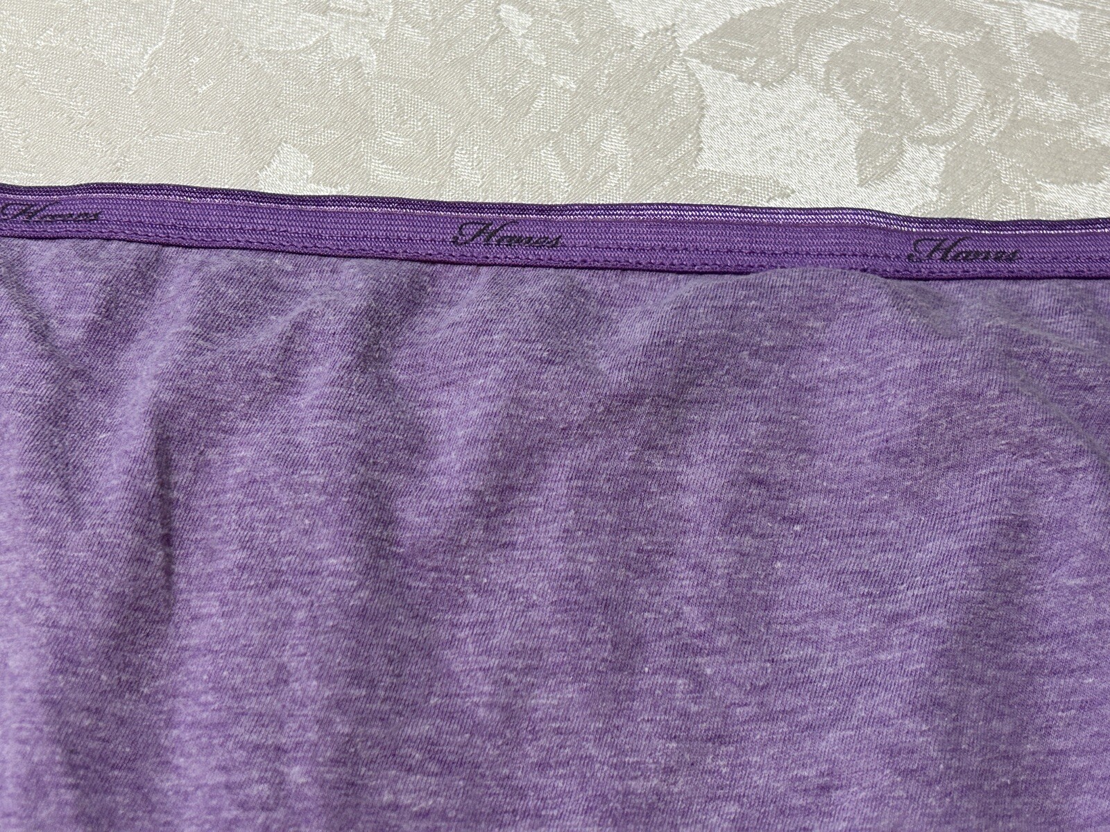 Vtg HANES Cotton Blend Signature Waistband 7/L Purple Heather Brief Panties